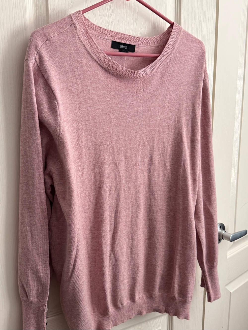 Ellos button-cuff pullover sweater in dusty pink